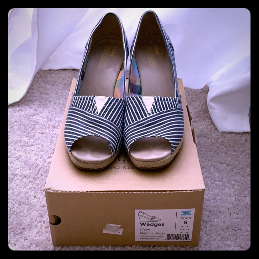 Toms PeepToe Espadrille Wedges